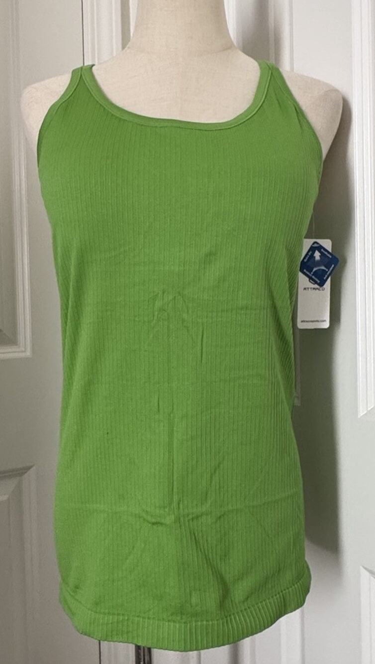 ATTRACO Women’s XL Green Racerback Tank Top Built In Padded Bra Athletic NWT